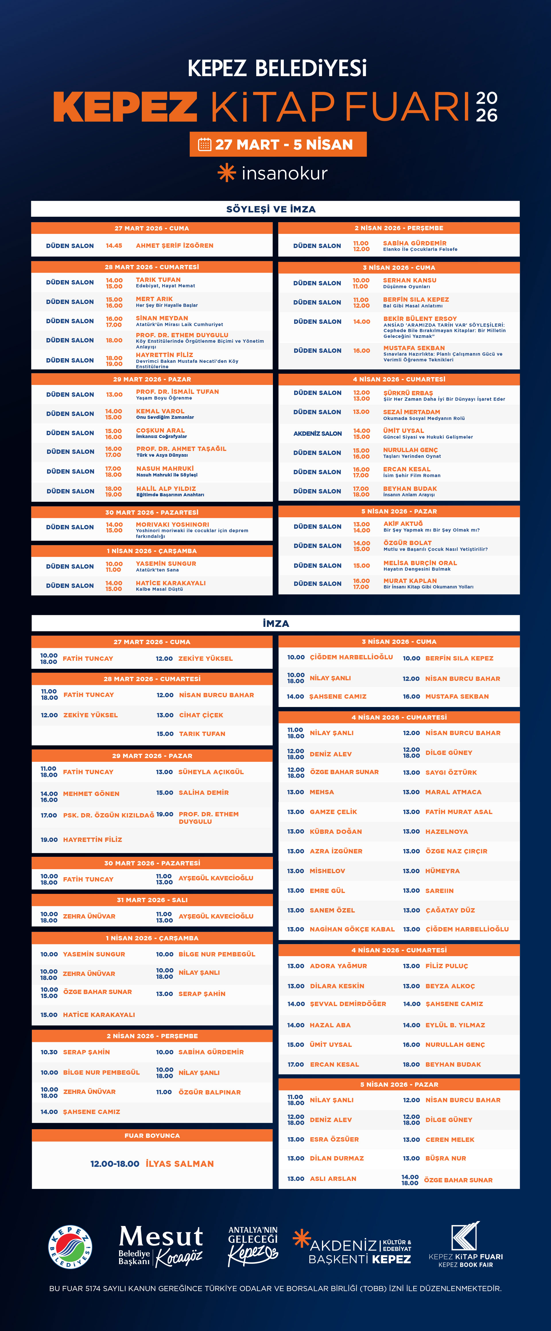 Kepez Kitap Fuarı Programı